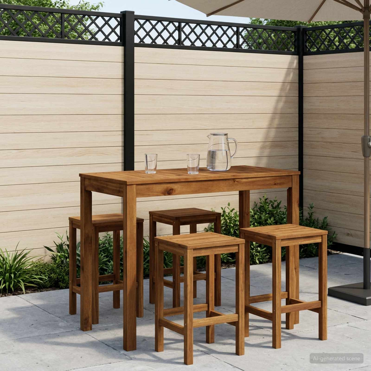 Garden Bar Table Solid Acacia Wood Natural 108.5 cm 55 cm