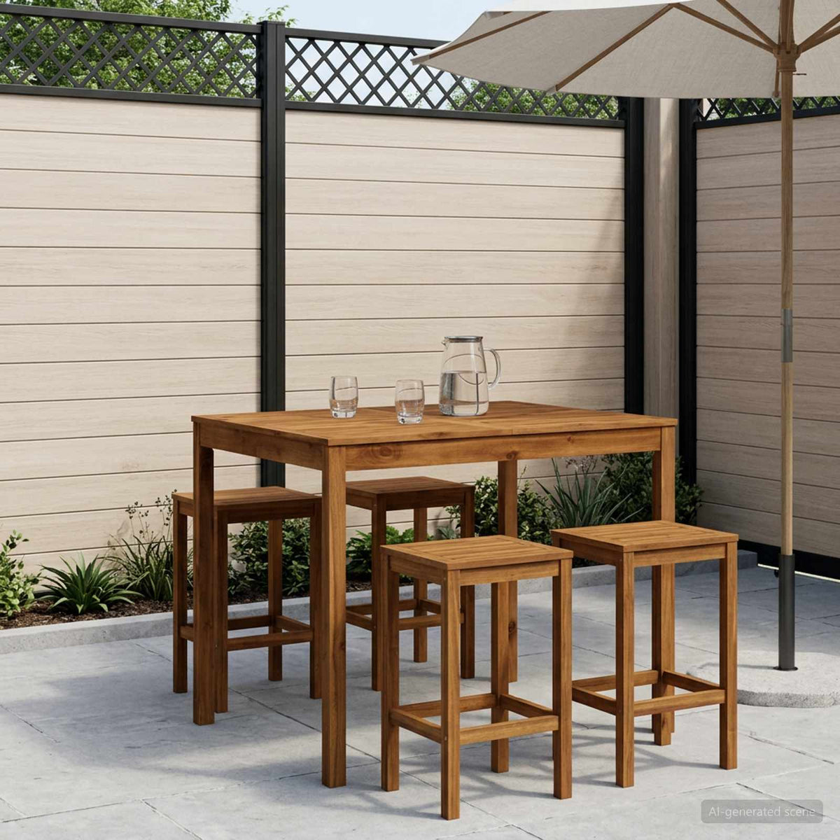 Garden Bar Table Solid Acacia Wood Natural 110 cm 108.5 cm