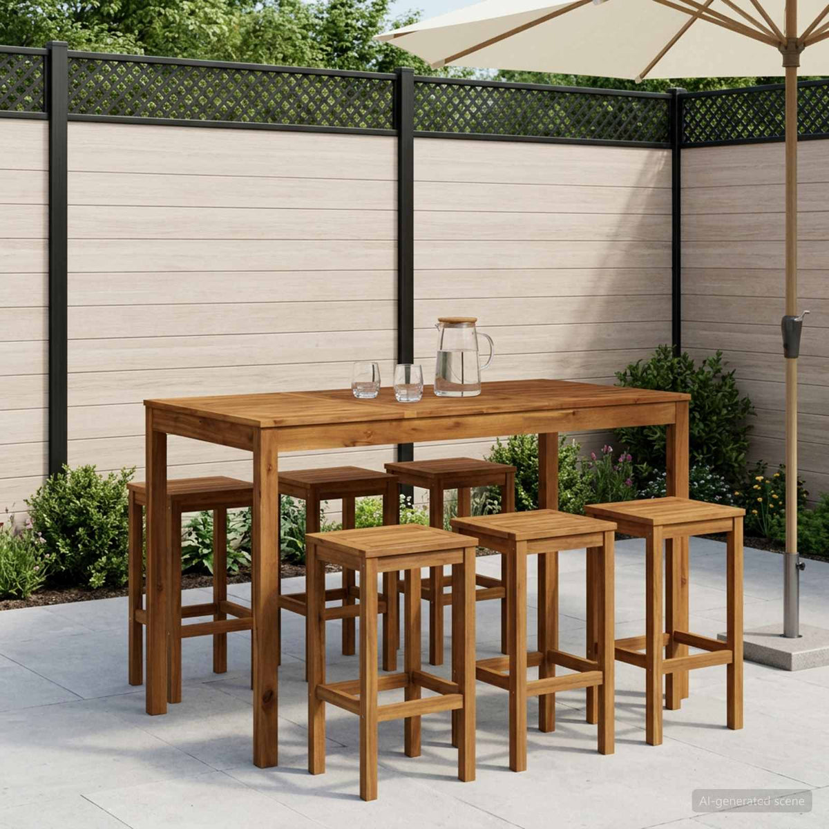 Garden Bar Table Solid Acacia Wood Natural 141 cm 80.5 cm