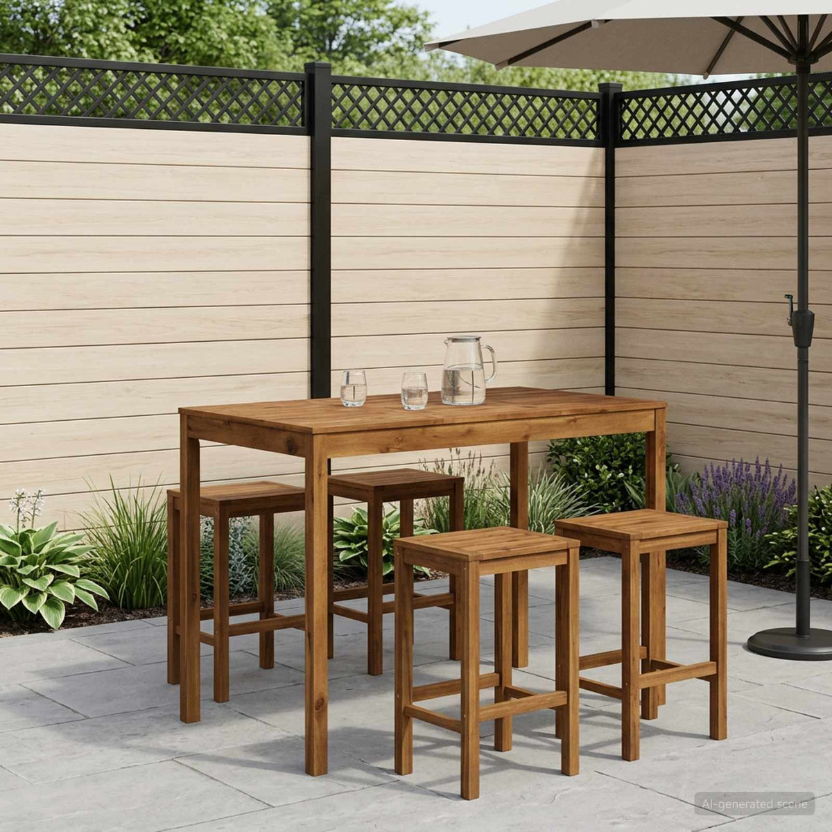 Garden Bar Table Solid Acacia Wood Natural 147 cm 88.5 cm