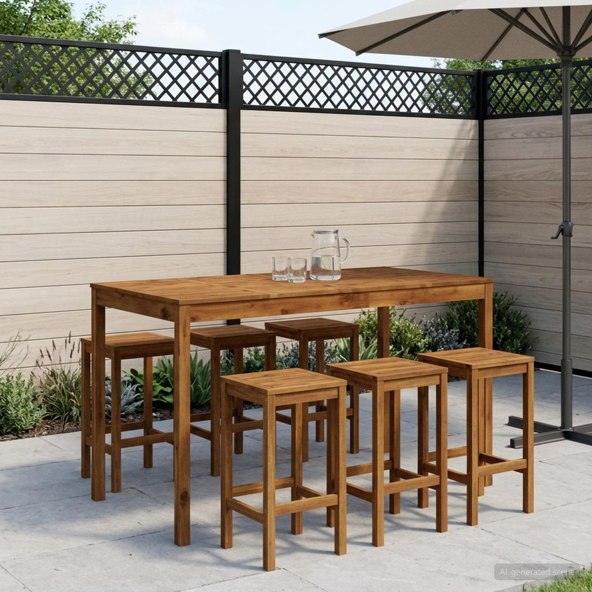 Garden Bar Table Solid Acacia Wood Natural 180 cm 88.5 cm