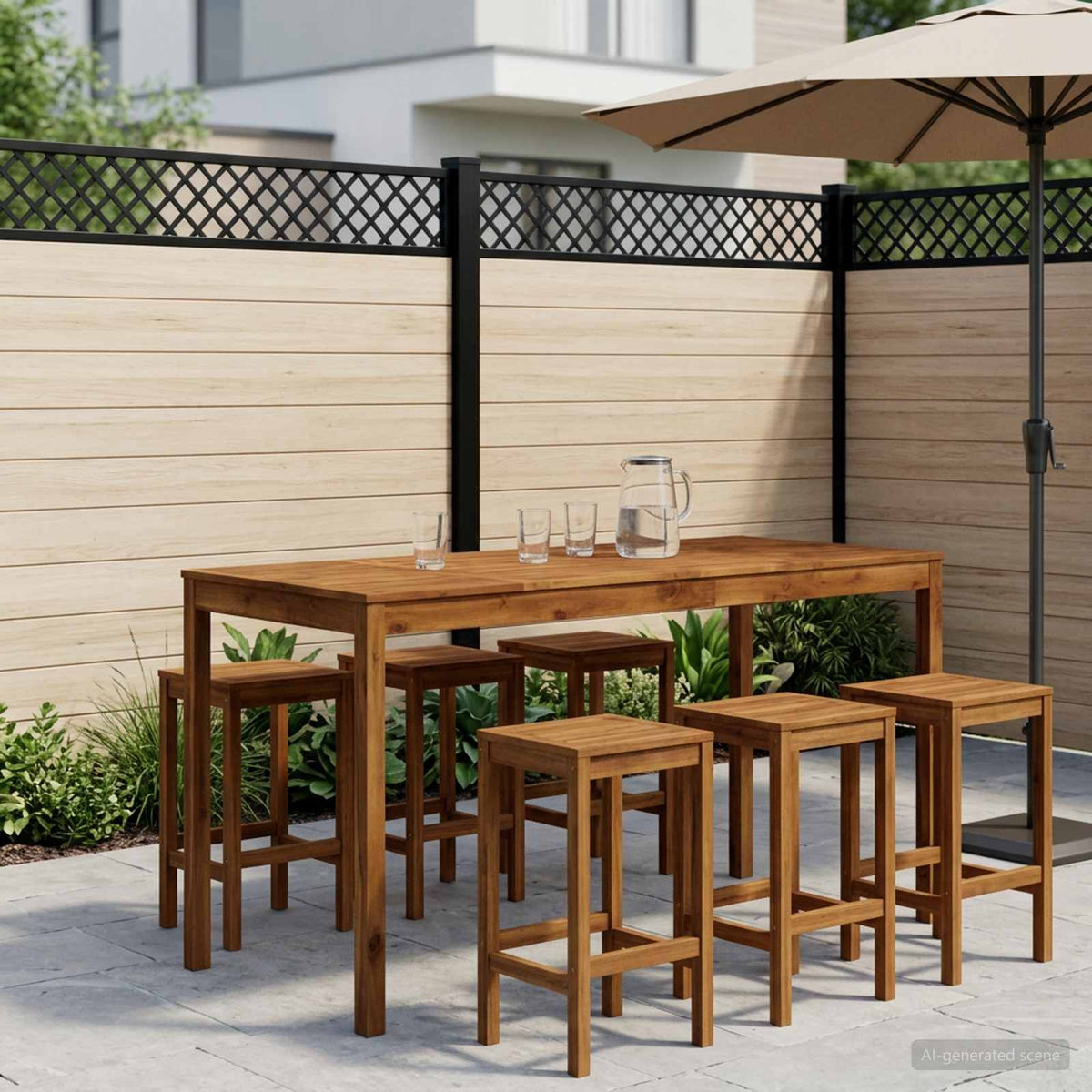 Garden Bar Table Solid Acacia Wood Natural 196 cm 80.5 cm