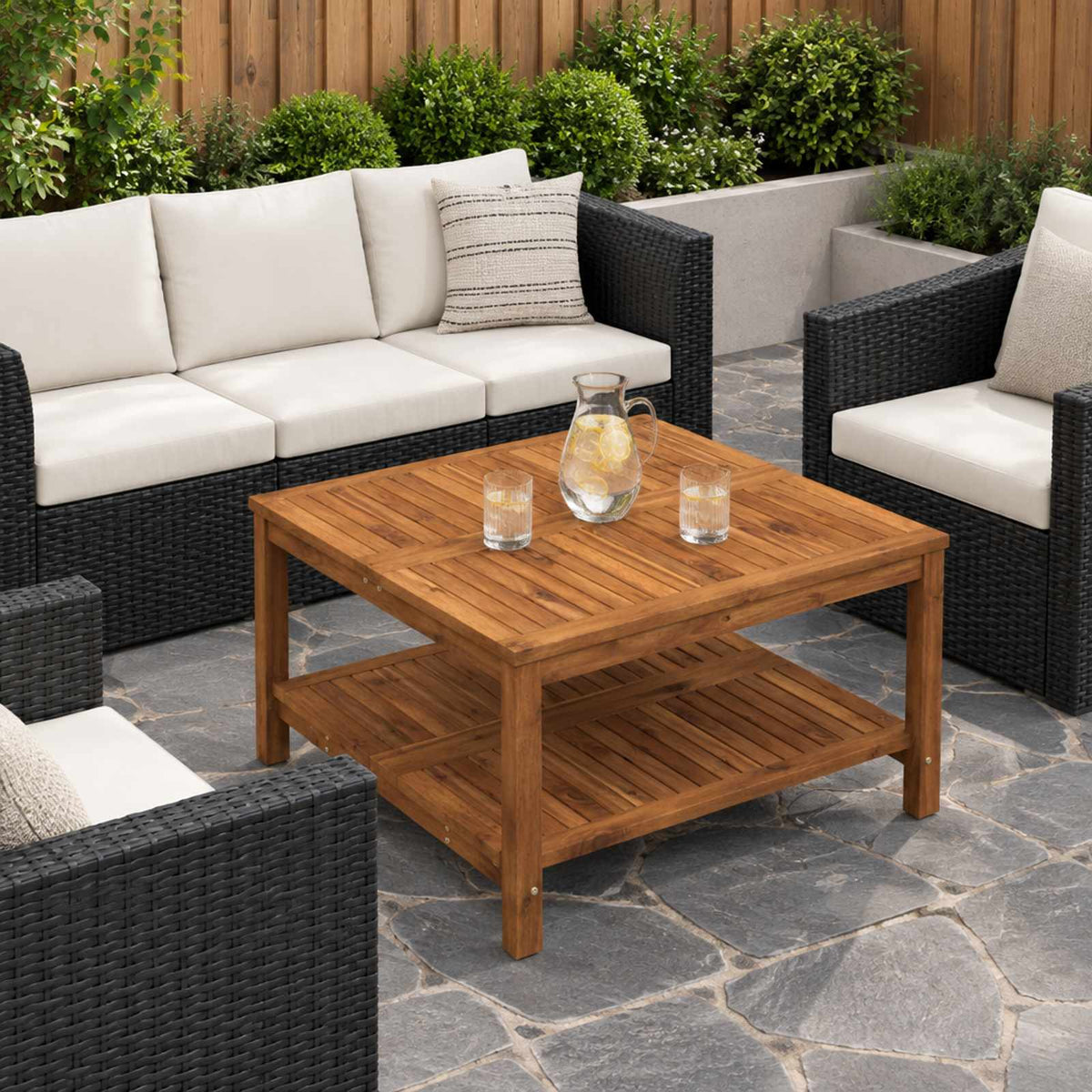 vidaXL Coffee Table Natural 80.5 x 80 x 45 cm Solid Acacia Wood 1