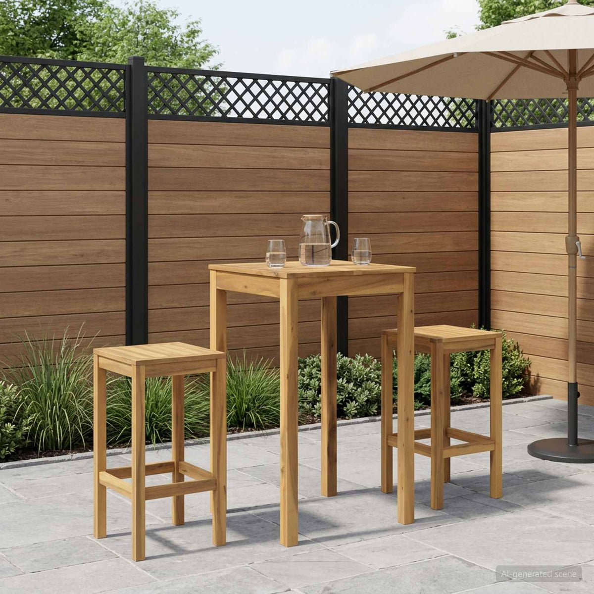 Garden Bar Table Solid Acacia Wood Whitewash 60 cm 60.5 cm