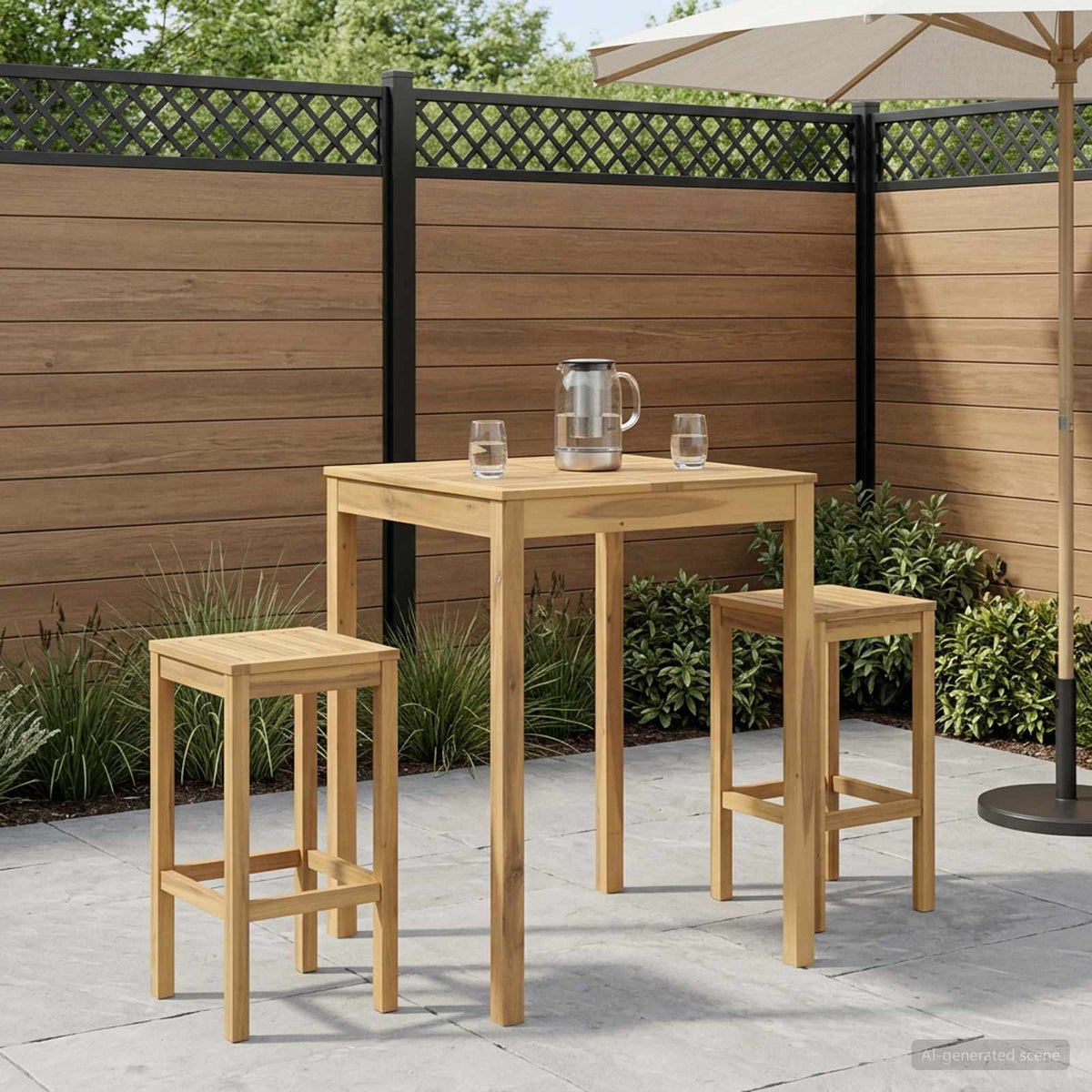 Garden Bar Table Solid Acacia Wood Whitewash 80 cm 80.5 cm