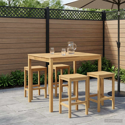 Garden Bar Table Solid Acacia Wood Whitewash 110 cm 108.5 cm