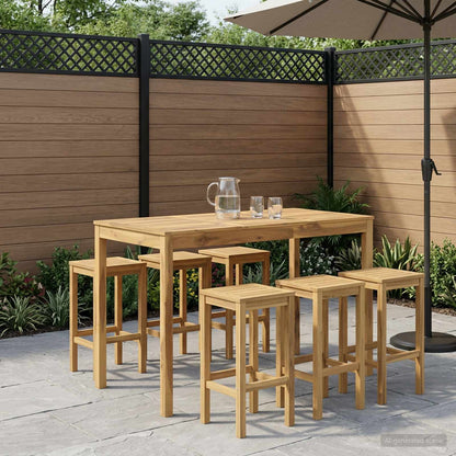 Garden Bar Table Solid Acacia Wood Whitewash 141 cm 80.5 cm