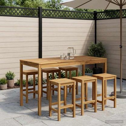 Garden Bar Table Solid Acacia Wood Whitewash 180 cm 88.5 cm