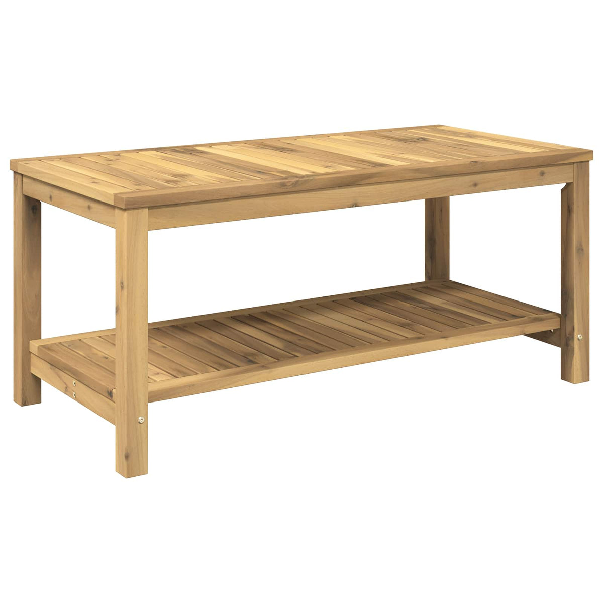 vidaXL Coffee Table Whitewash 100.5 x 49 x 45 cm Solid Acacia Wood 2