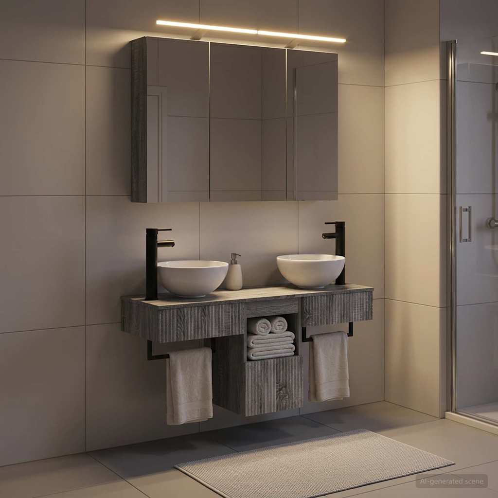 vidaXL Bathroom Cabinet Set 4 pcs Grey Sonoma Engineered Wood 4