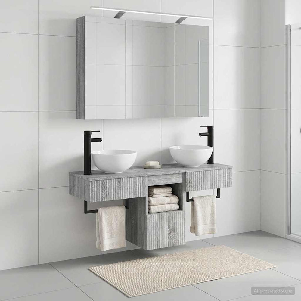 vidaXL Bathroom Cabinet Set 4 pcs Grey Sonoma Engineered Wood