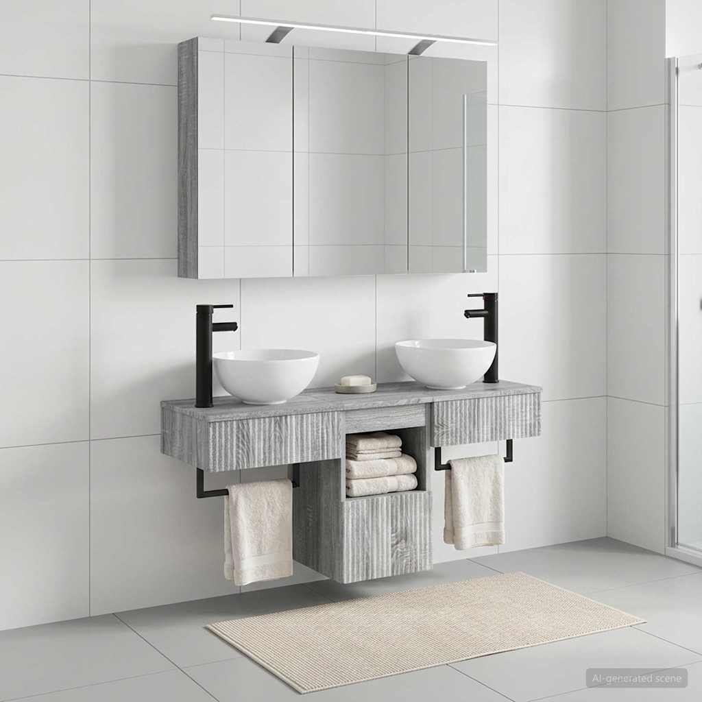 vidaXL Bathroom Cabinet Set 4 pcs Grey Sonoma Engineered Wood 1