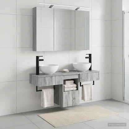 vidaXL Bathroom Cabinet Set 4 pcs Grey Sonoma Engineered Wood 1