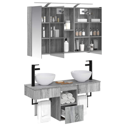 vidaXL Bathroom Cabinet Set 4 pcs Grey Sonoma Engineered Wood 3