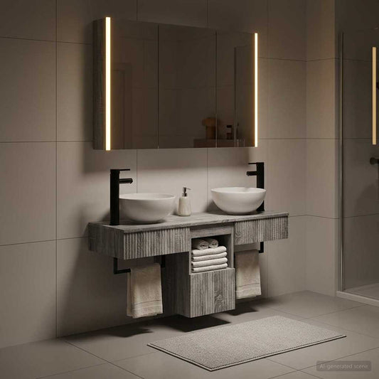 vidaXL Bathroom Cabinet Set 4 pcs Grey Sonoma Engineered Wood 1