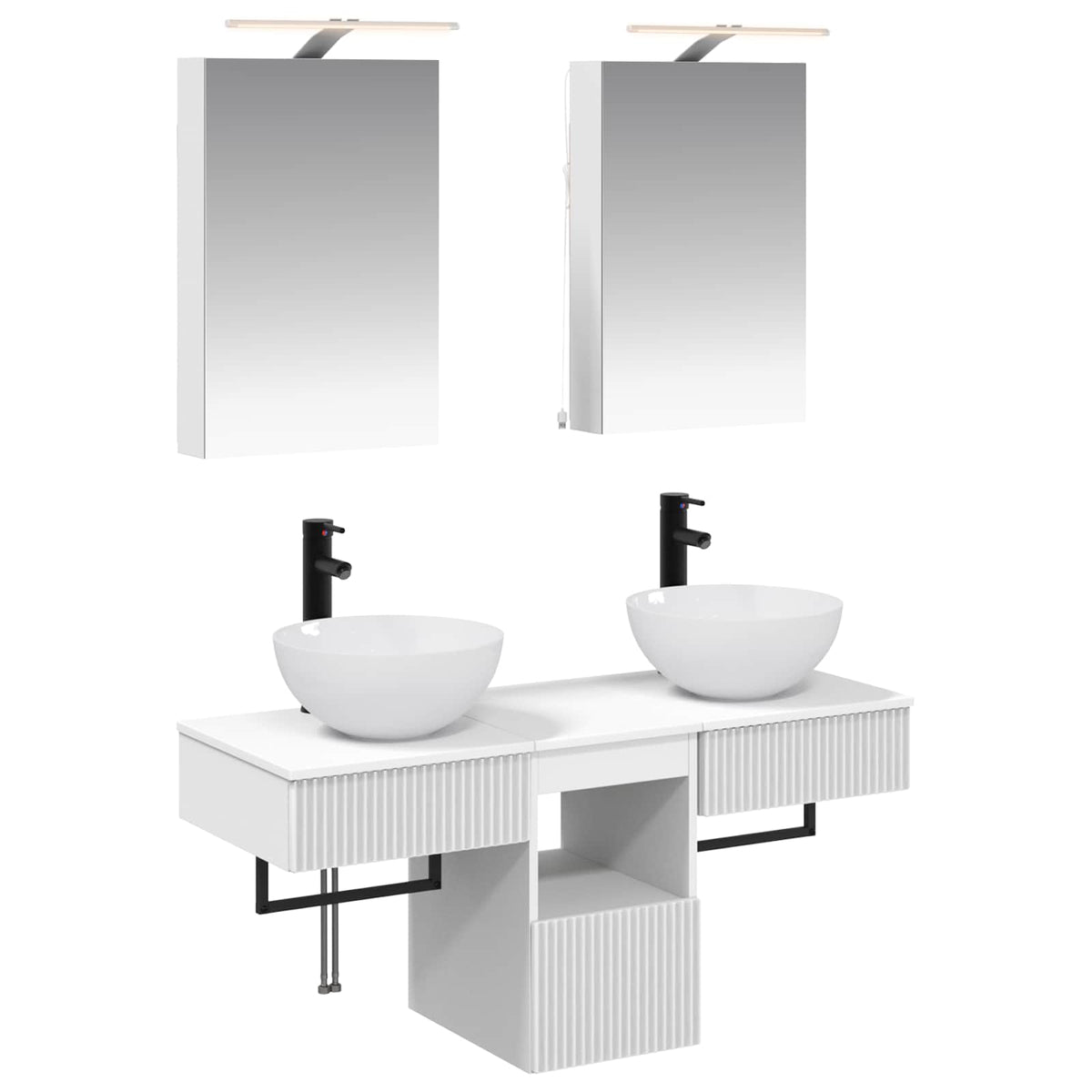 vidaXL Bathroom Cabinet Set 5 pcs White Engineered Wood 2