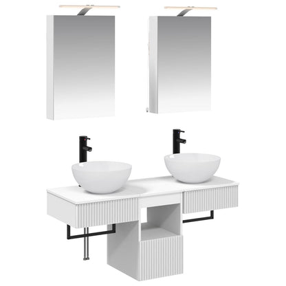 vidaXL Bathroom Cabinet Set 5 pcs White Engineered Wood 2