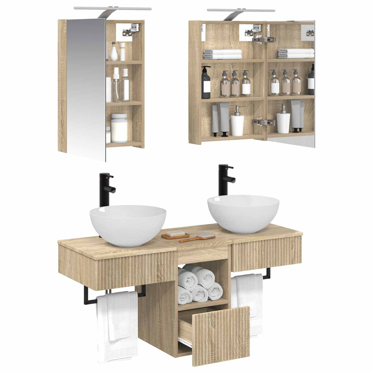 Bathroom Cabinet Set 5 pcs 40 x 10.5 x 60.5 cm Sonoma oak