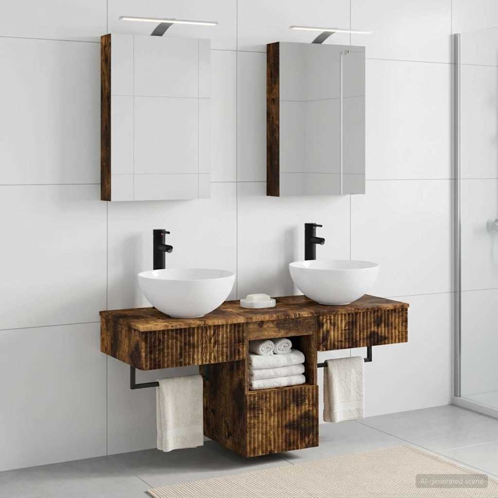 vidaXL Bathroom Cabinet Set 5 pcs Smoked Oak Engineered Wood 1