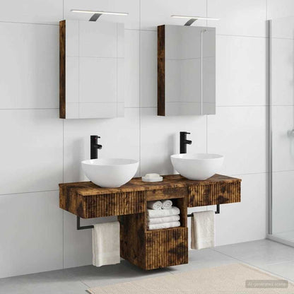 vidaXL Bathroom Cabinet Set 5 pcs Smoked Oak Engineered Wood 1
