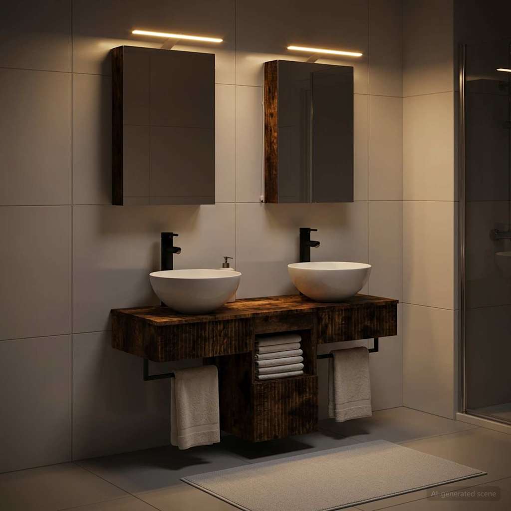 vidaXL Bathroom Cabinet Set 5 pcs Smoked Oak Engineered Wood 4