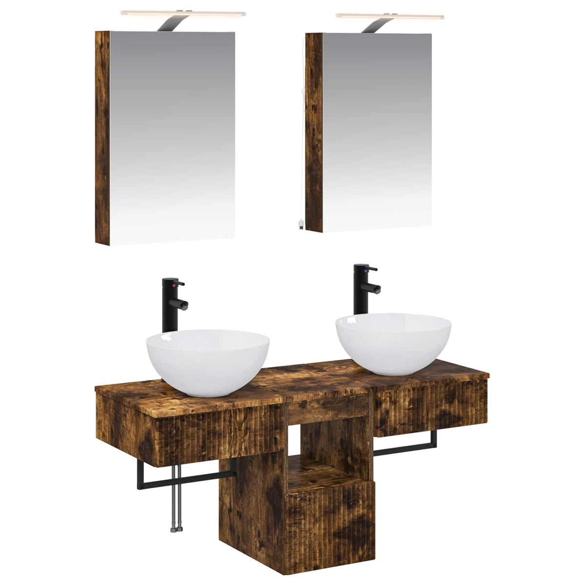 vidaXL Bathroom Cabinet Set 5 pcs Smoked Oak Engineered Wood 2