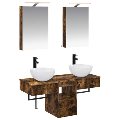 vidaXL Bathroom Cabinet Set 5 pcs Smoked Oak Engineered Wood 2