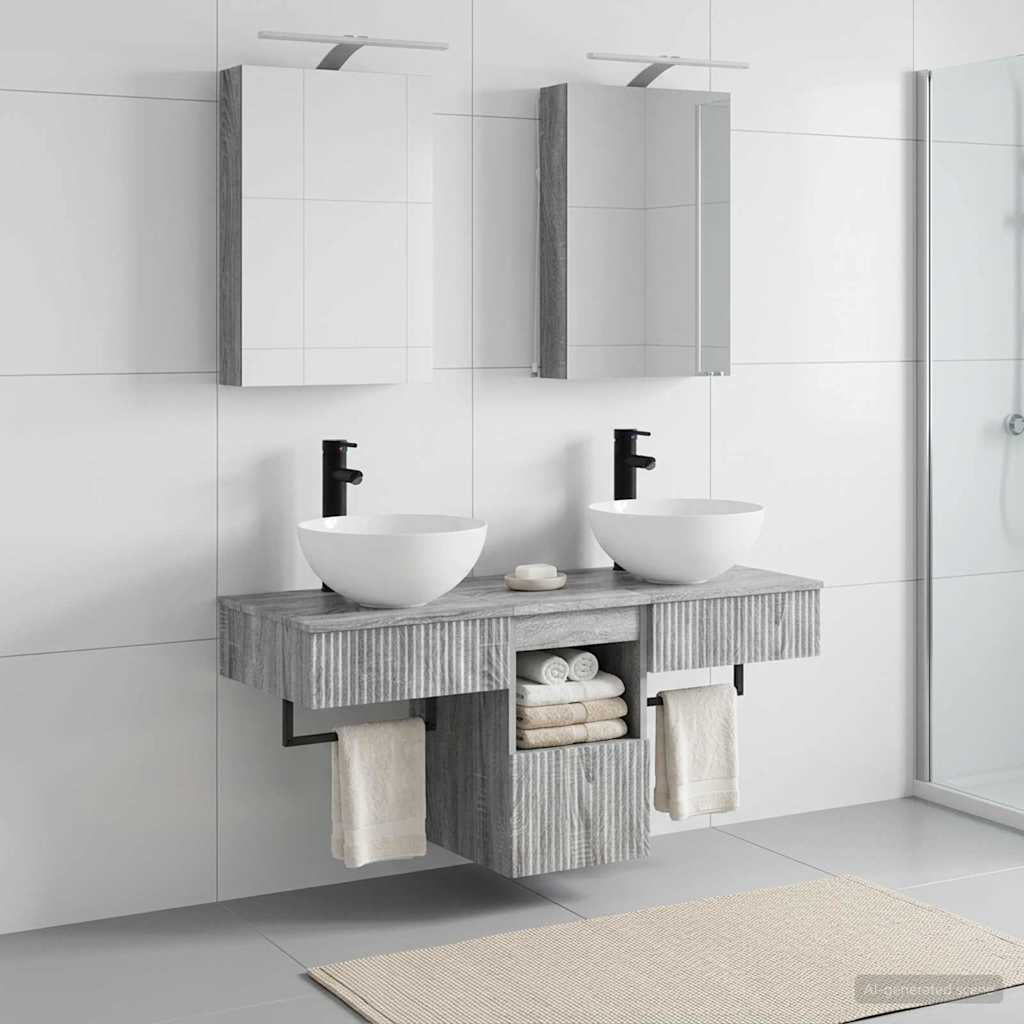 Bathroom Cabinet Set 5 pcs 40 x 10.5 x 60.5 cm Grey Sonoma