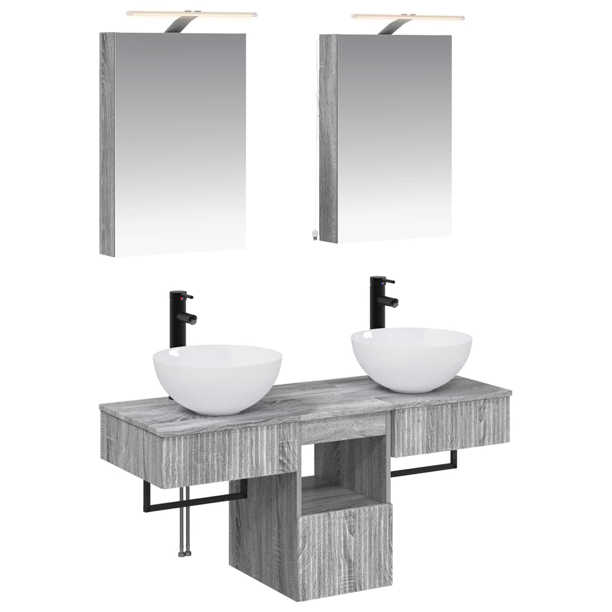 Bathroom Cabinet Set 5 pcs 40 x 10.5 x 60.5 cm Grey Sonoma