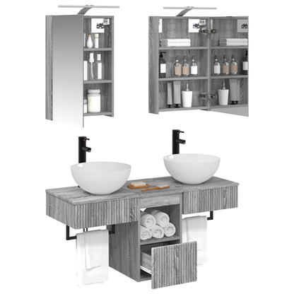 Bathroom Cabinet Set 5 pcs 40 x 10.5 x 60.5 cm Grey Sonoma