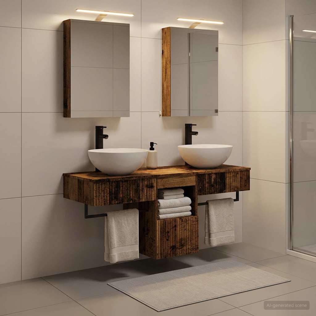 vidaXL Bathroom Cabinet Set 5 pcs Old Wood Engineered Wood 4