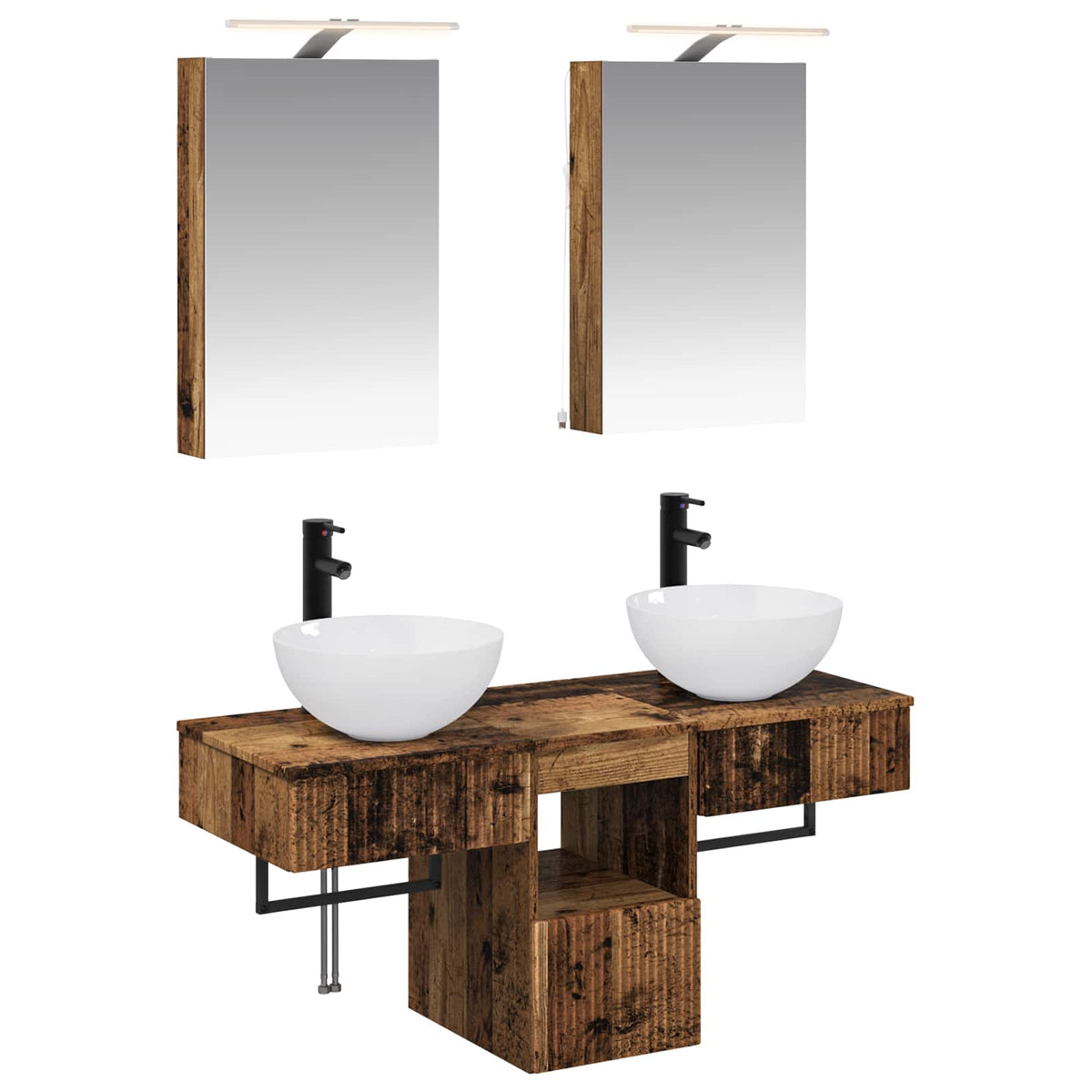 vidaXL Bathroom Cabinet Set 5 pcs Old Wood Engineered Wood 2