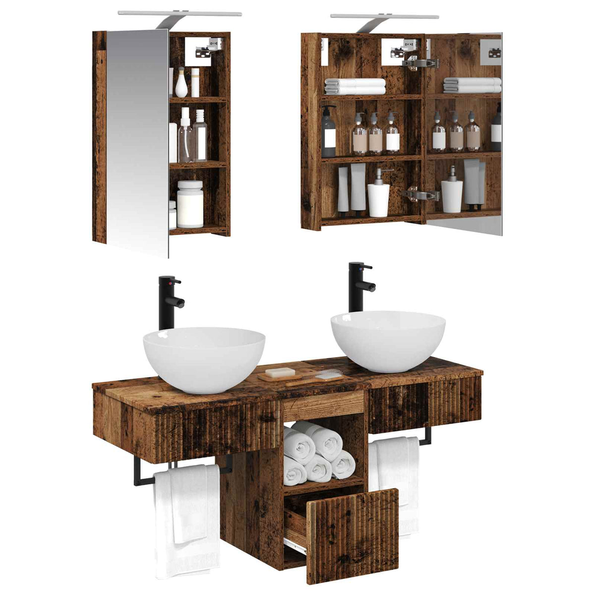 vidaXL Bathroom Cabinet Set 5 pcs Old Wood Engineered Wood 3