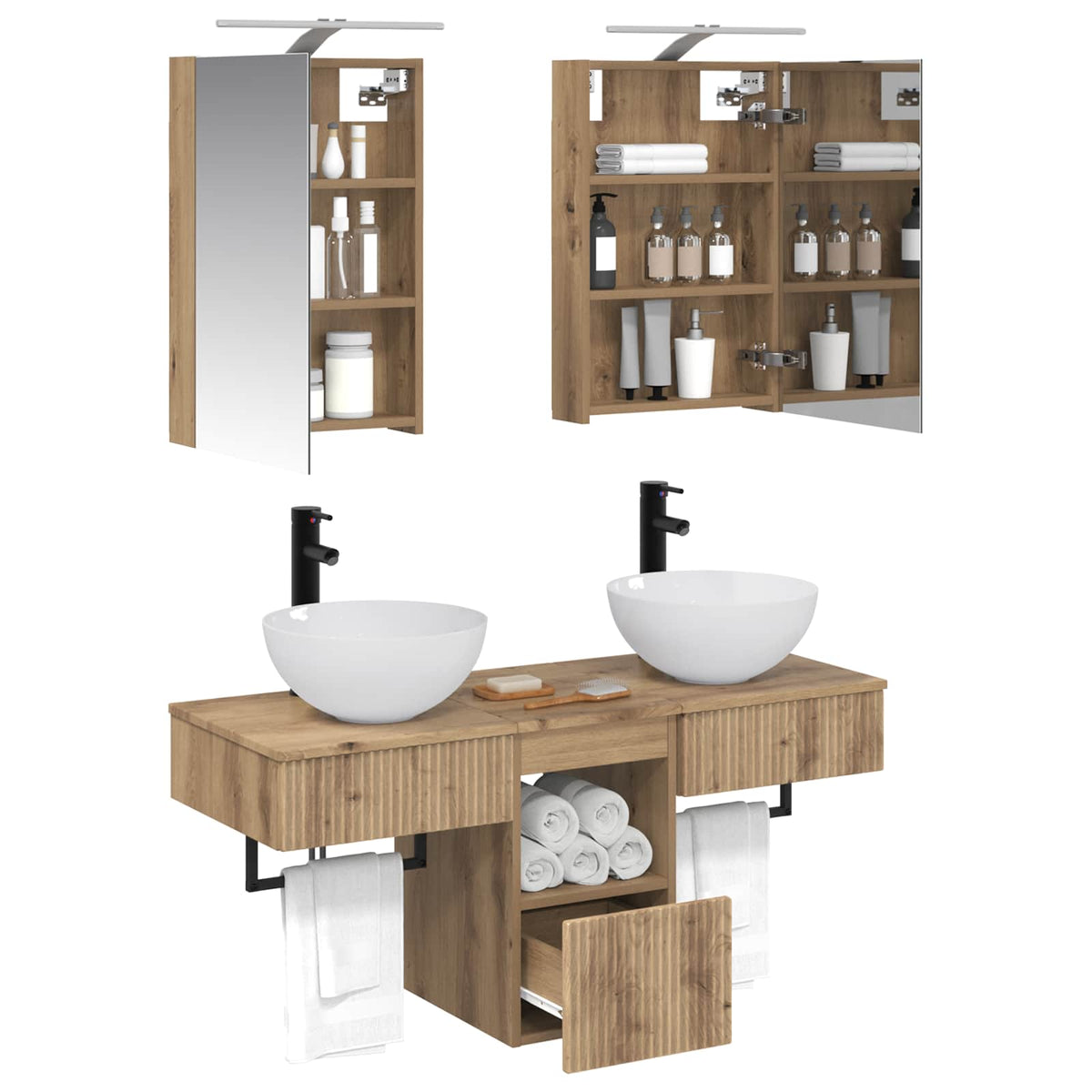 vidaXL Bathroom Cabinet Set 5 pcs Artisan Oak Engineered Wood 3