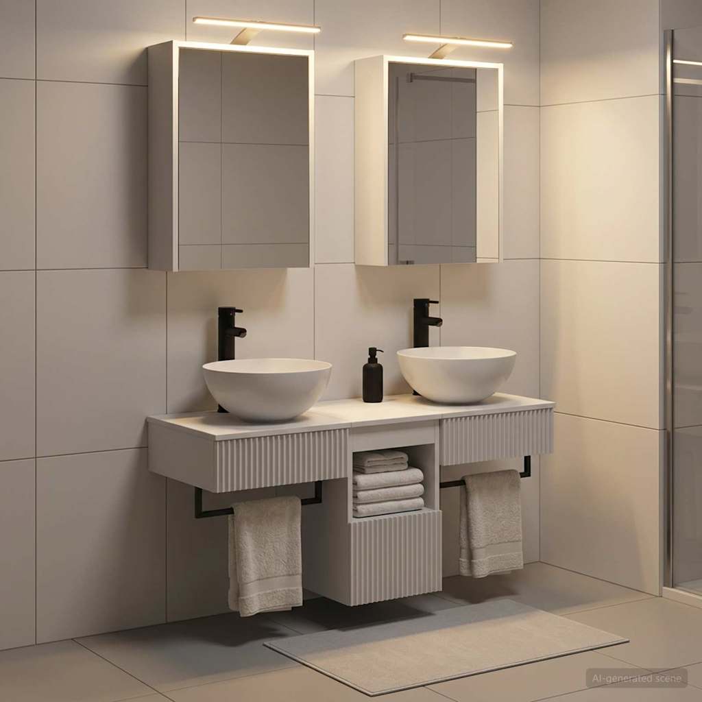 vidaXL Bathroom Cabinet Set 5 pcs White Engineered Wood 4