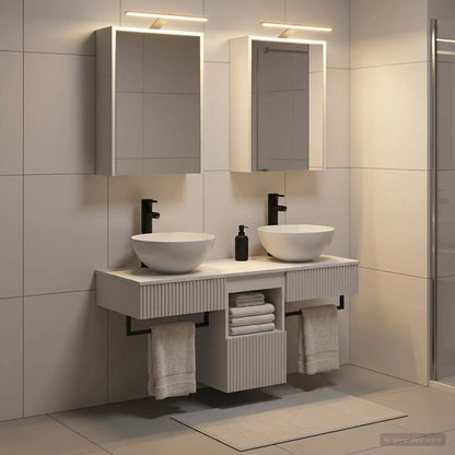 vidaXL Bathroom Cabinet Set 5 pcs White Engineered Wood 4