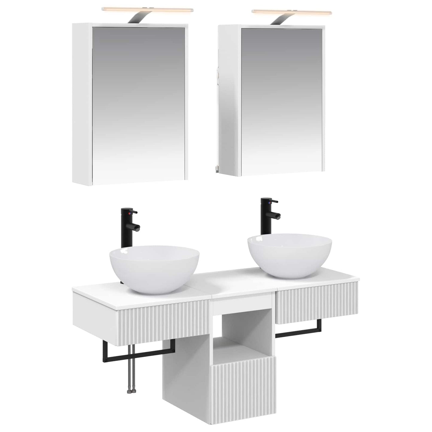 vidaXL Bathroom Cabinet Set 5 pcs White Engineered Wood 2