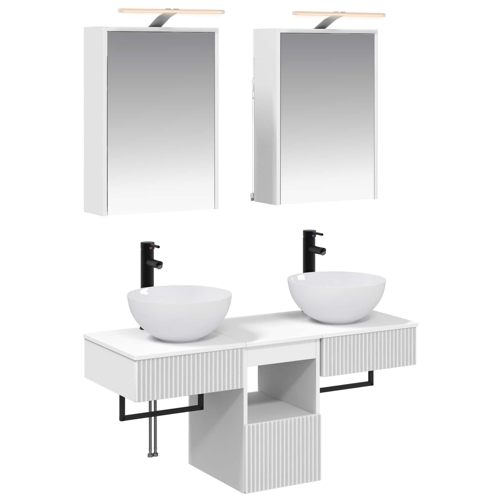 vidaXL Bathroom Cabinet Set 5 pcs White Engineered Wood 2