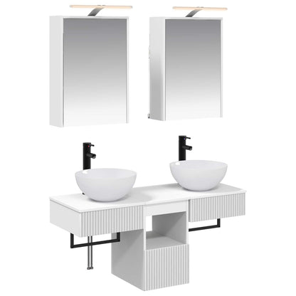 vidaXL Bathroom Cabinet Set 5 pcs White Engineered Wood 2