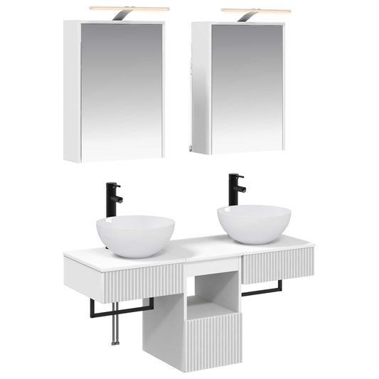 vidaXL Bathroom Cabinet Set 5 pcs White Engineered Wood 2