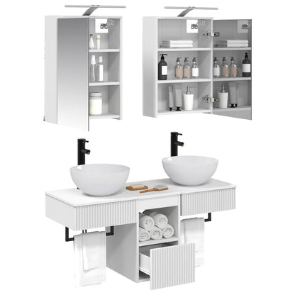 vidaXL Bathroom Cabinet Set 5 pcs White Engineered Wood 3