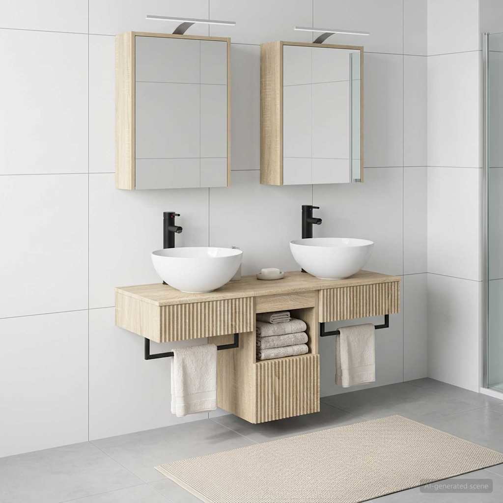 vidaXL Bathroom Cabinet Set 5 pcs Sonoma Oak Engineered Wood 4