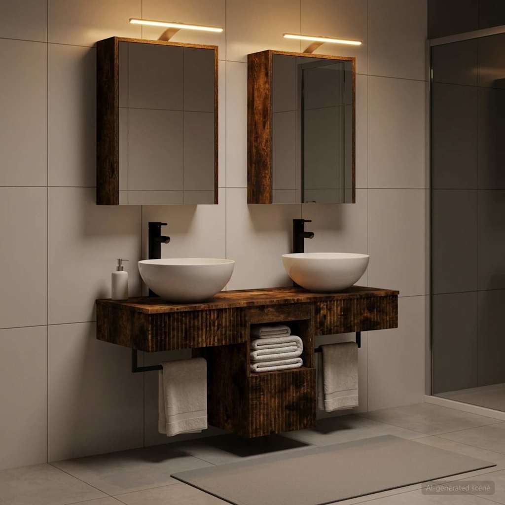 vidaXL Bathroom Cabinet Set 5 pcs Smoked Oak Engineered Wood 4