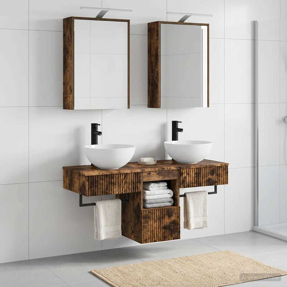 vidaXL Bathroom Cabinet Set 5 pcs Smoked Oak Engineered Wood