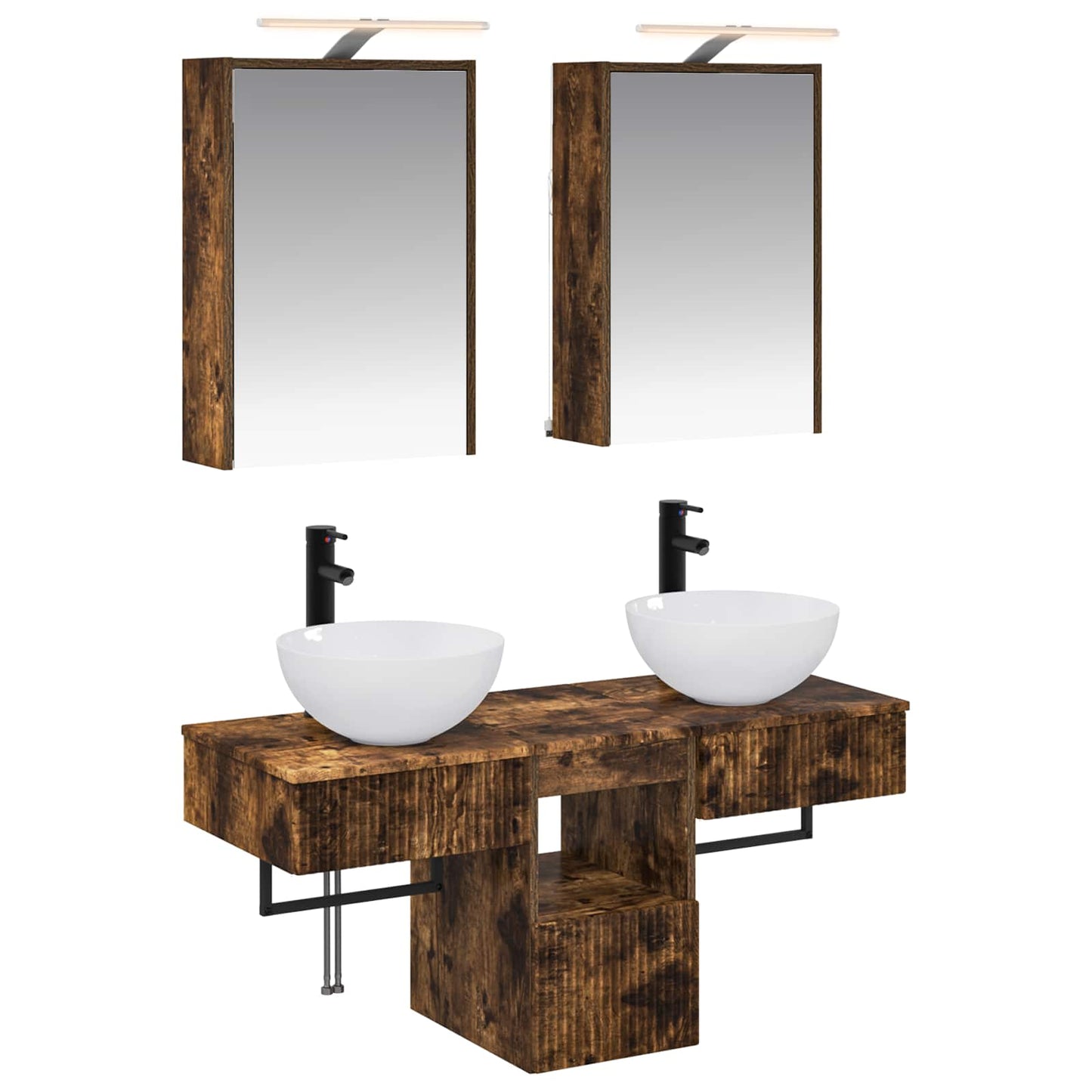 vidaXL Bathroom Cabinet Set 5 pcs Smoked Oak Engineered Wood 2