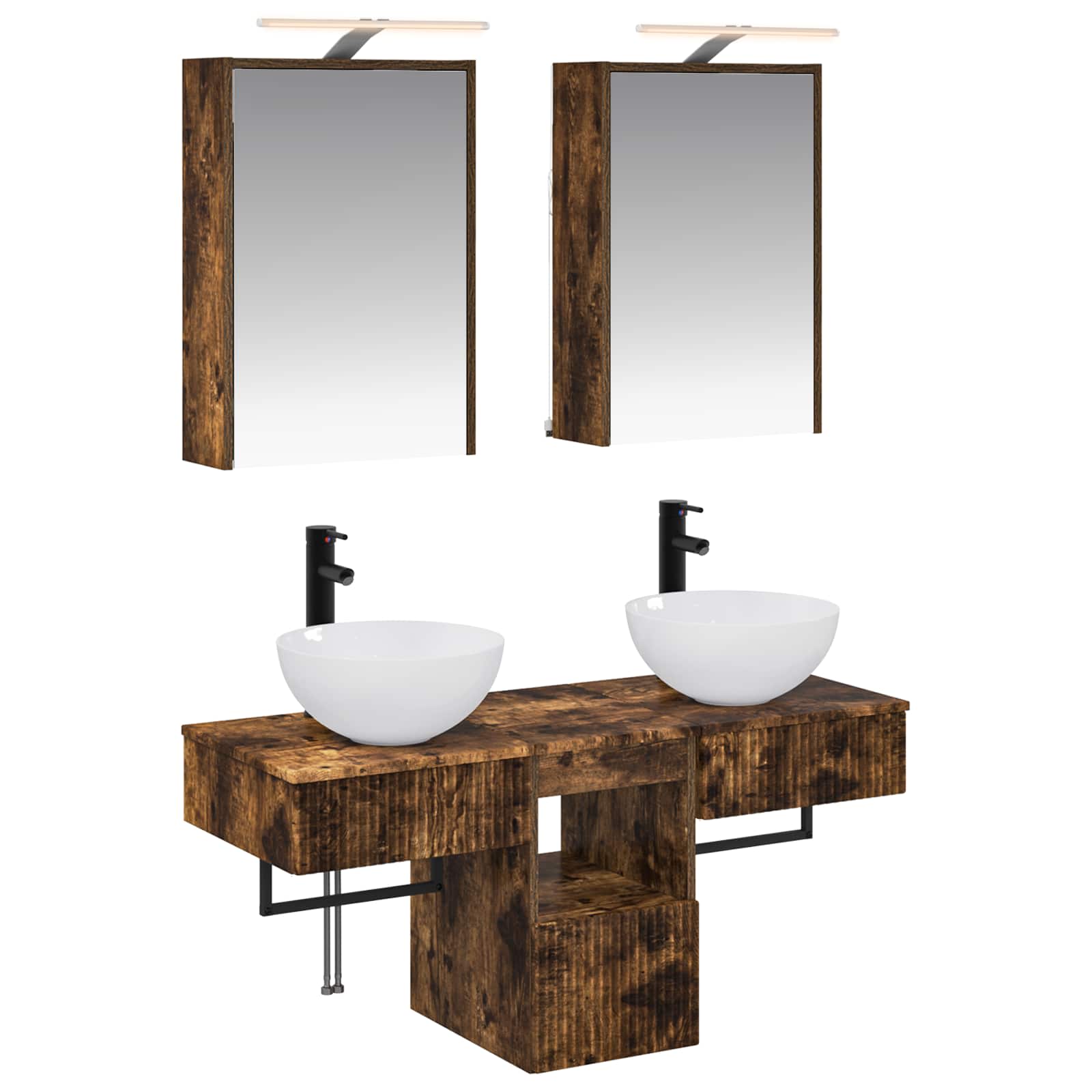 vidaXL Bathroom Cabinet Set 5 pcs Smoked Oak Engineered Wood 2