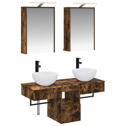 vidaXL Bathroom Cabinet Set 5 pcs Smoked Oak Engineered Wood 2