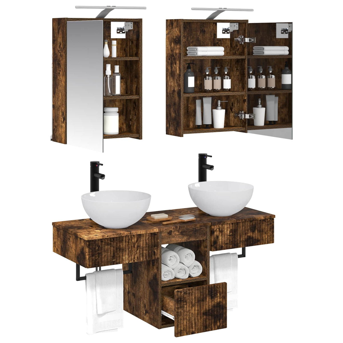 Bathroom Cabinet Set 5 pcs 43 x 16 x 62.5 cm Smoked oak
