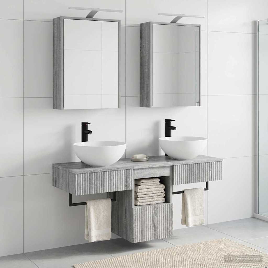 vidaXL Bathroom Cabinet Set 5 pcs Grey Sonoma Engineered Wood 1