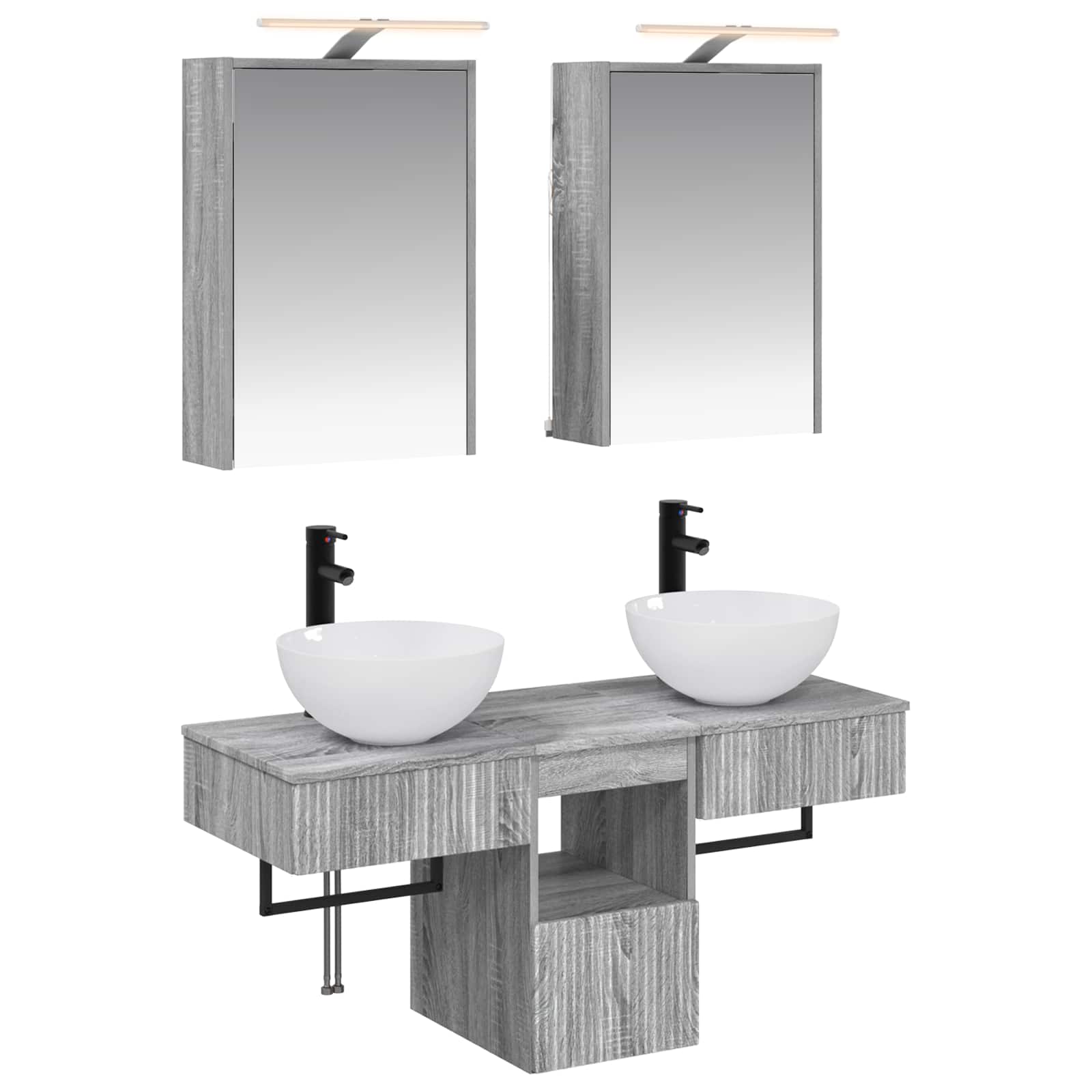 vidaXL Bathroom Cabinet Set 5 pcs Grey Sonoma Engineered Wood 2